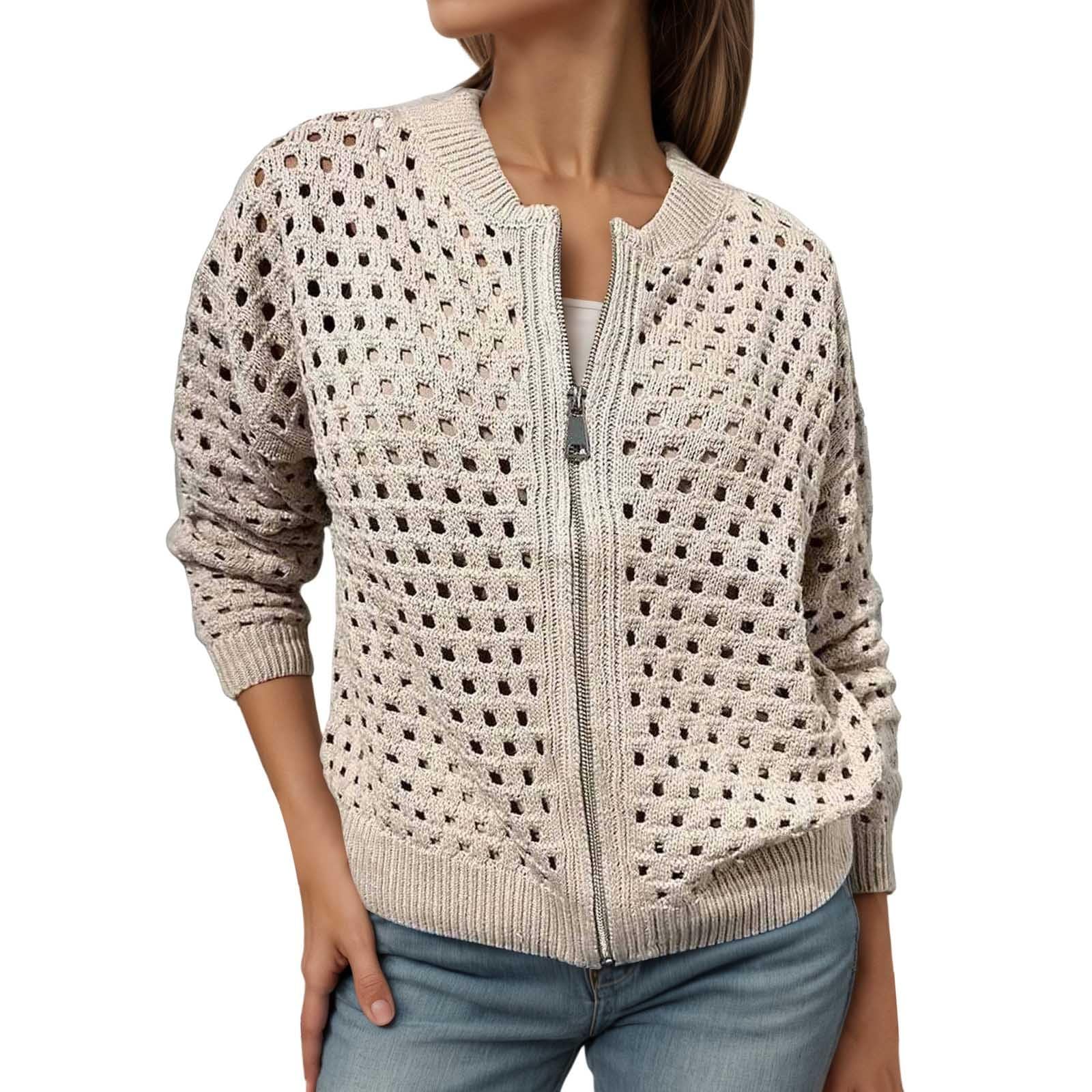 Generisch Maglione natalizio da donna, casual, alla moda, con chiusura lampo, per donna