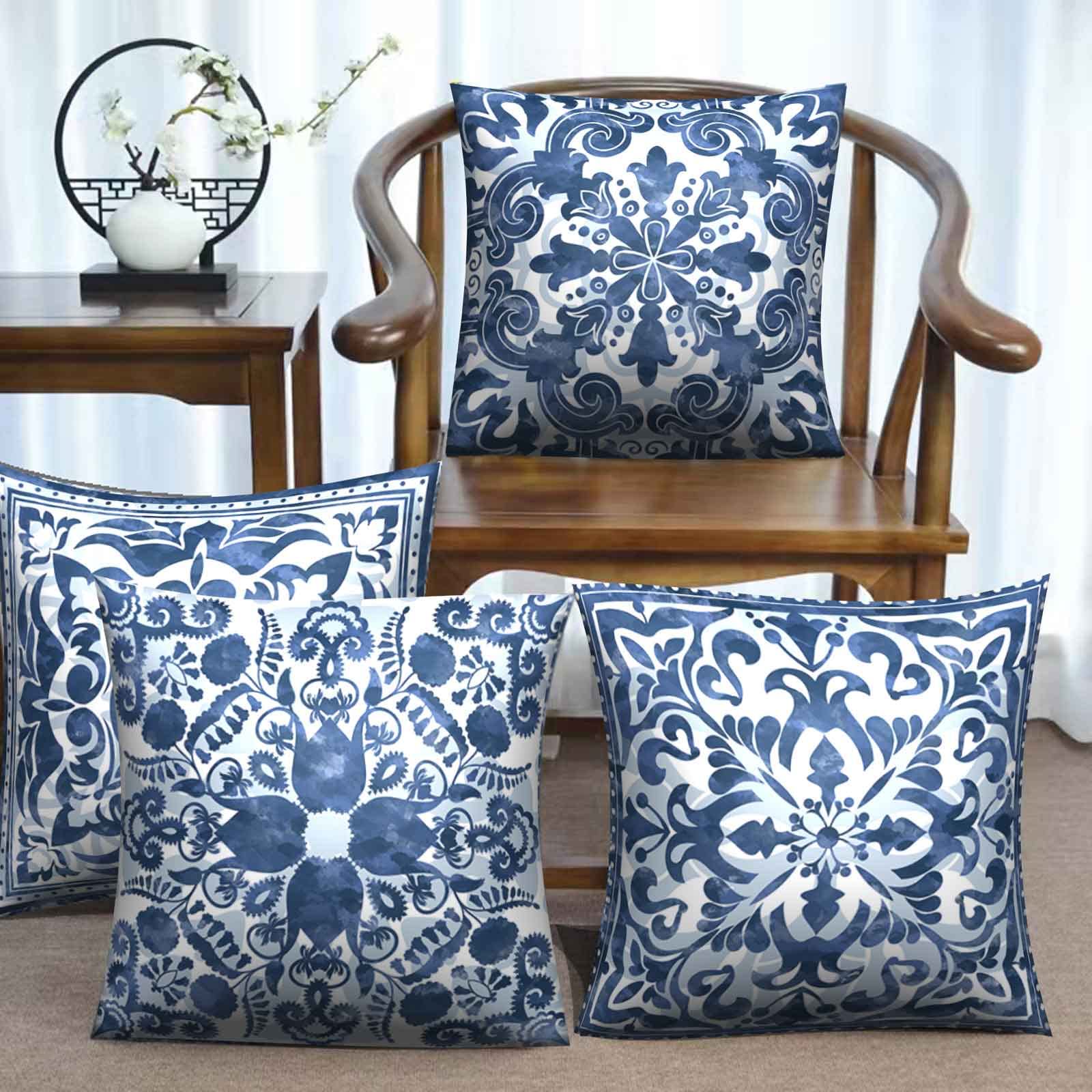 Fancy Homi Paquete De 4 Fundas De Almohada Decorativas De Color Azul Polvoriento De 18 X Fancy Homi Paquete De 4 Fundas De Almohada Decorativas De Color Azul Polvoriento De 18 X
