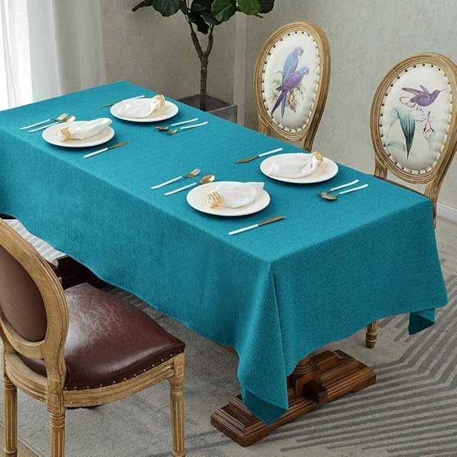 BALCONY & FALCON Rectangle Faux Linen Table Cloth, Washable Table Cover for Kitchen Dinning Tabletop Buffet Decoration, Wipeable Table Protector, Large Oblong Tablecloths