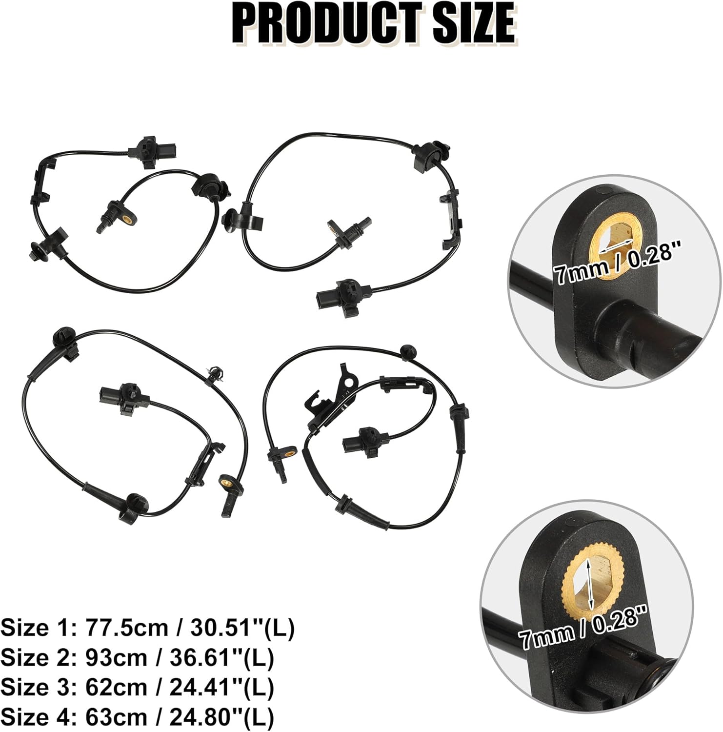 uxcell Front & Rear Side ABS Wheel Speed Sensor No.57450TR3A02/57455TR3A02/57470TR0013/57475TR0013 for Honda Civic 2012-2013