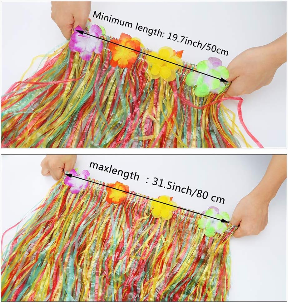 Grass Skirts for Adults Hula Skirt Plus Size Luau Dance Hawaiian Party Costume Elastic Waist Multicolor - Image 7
