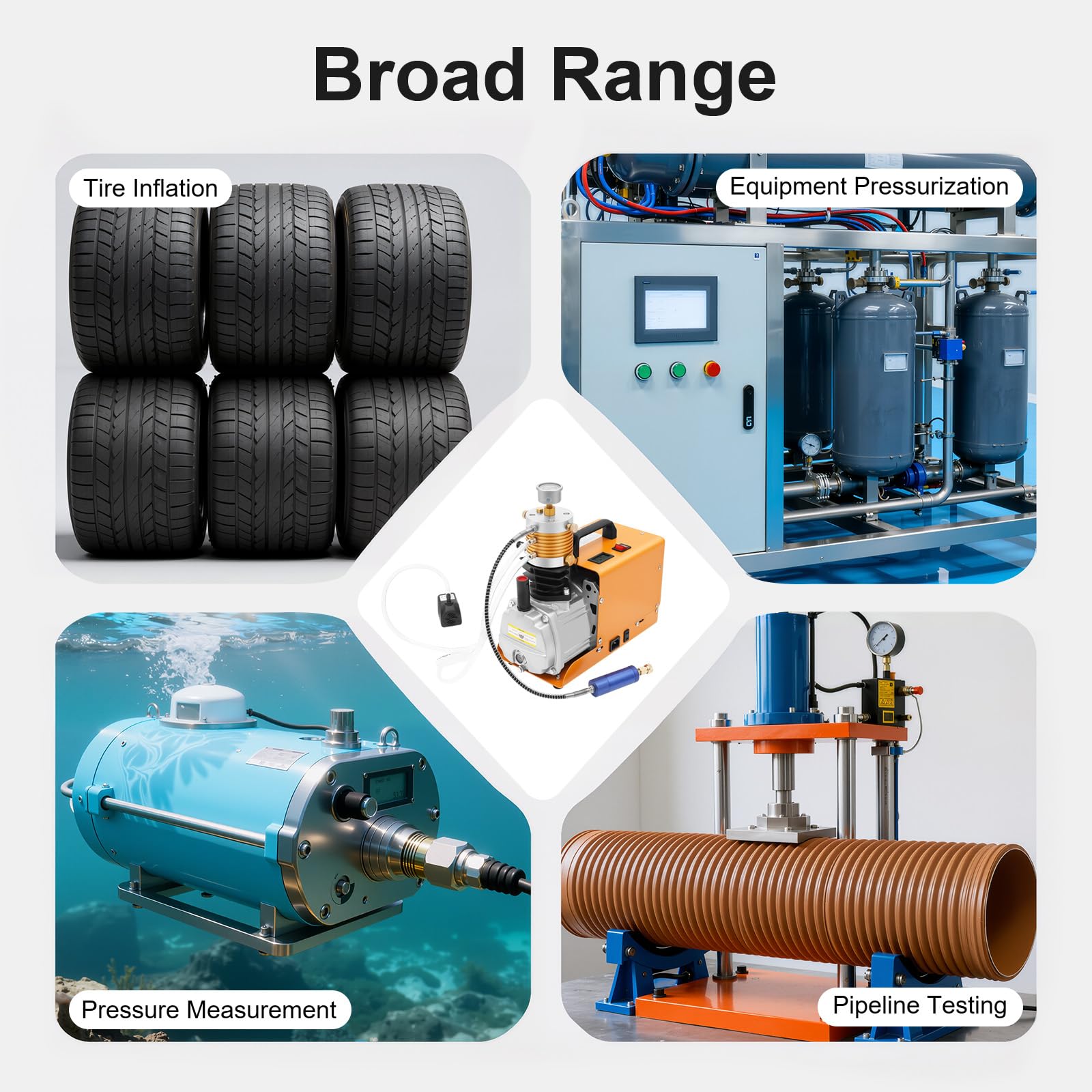 OUKANING Pompa professionale ad alta pressione 1,8 KW 30 MPA 100 l/min, raffreddata ad acqua con manometro per fucili ad aria compressa PCP, industriale, bombole a gas, pneumatici, inclusi pad