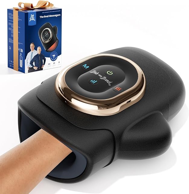 BOB AND BRAD Cordless Hand Massager with Heat, Individual Finger Massage, Portable Electric Hand Massager for Daily Hand Relaxation, Ideal Gift for Family and Friends
