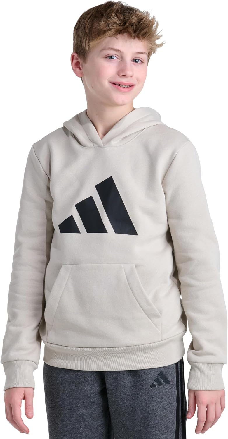 adidas Boys Long Sleeve Essential Big Logo Fleece Pullover Hoodie