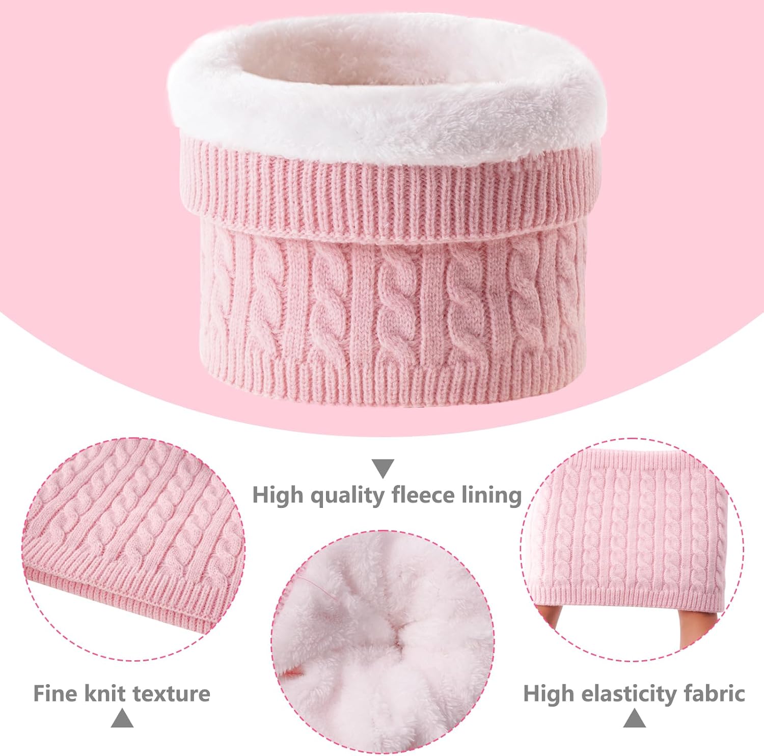 3Pcs Winter Women Beanie Hat Scarf and Touch Screen Gloves Sets Girls Classic Knit Warm Chunky Fleece Lined Cable Cap - Image 4