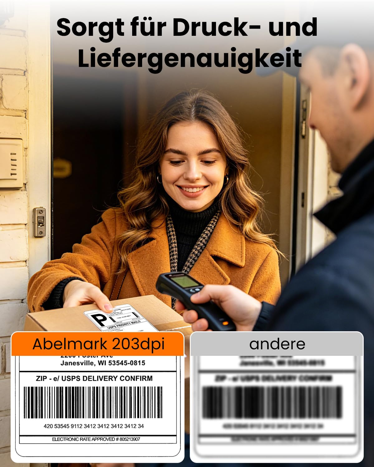 Abelmark DHL Etikettendrucker Bluetooth, Label Printer 4x6 Thermodrucker, Versandetiketten Drucker für Amazon, Etsy, Shopify, Ettikettendrucķer für DHL, kompatibel mit iOS, Android, Windows, Mac