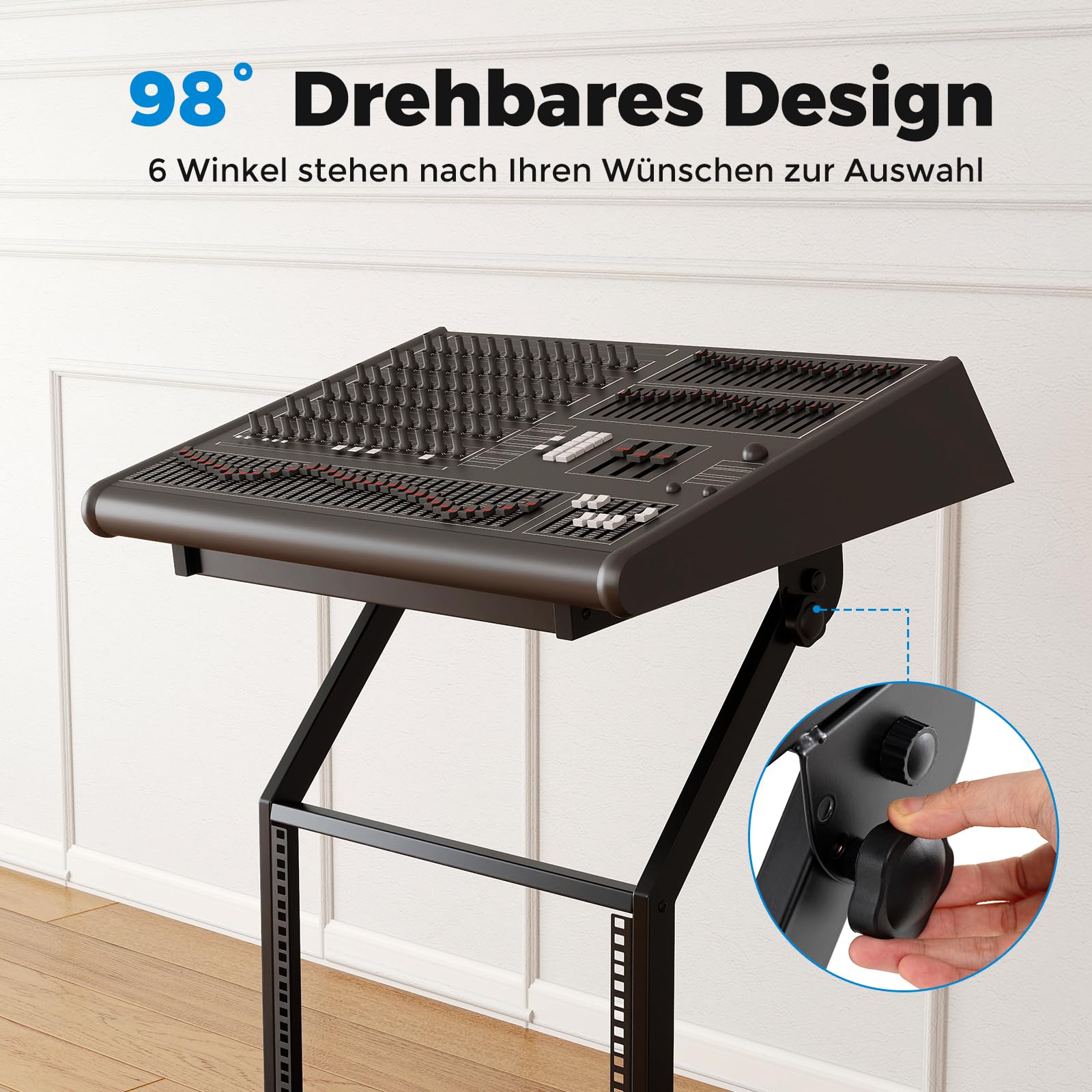 COSTWAY mobiler Rack Wagen, DJ Audioständer 30 Höheneinheiten, DJ Controller Ständer mit verstellbaren Querstreben & abschließbaren Rollen, HiFi Rack für Musikstudio, Sound-Equipment