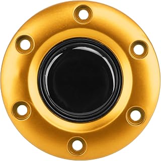 Qiilu Universal 6-Hole Horn Button Cap for and Steering Wheels, Fits Standard Interior Steering Wheel Decor (Gold)