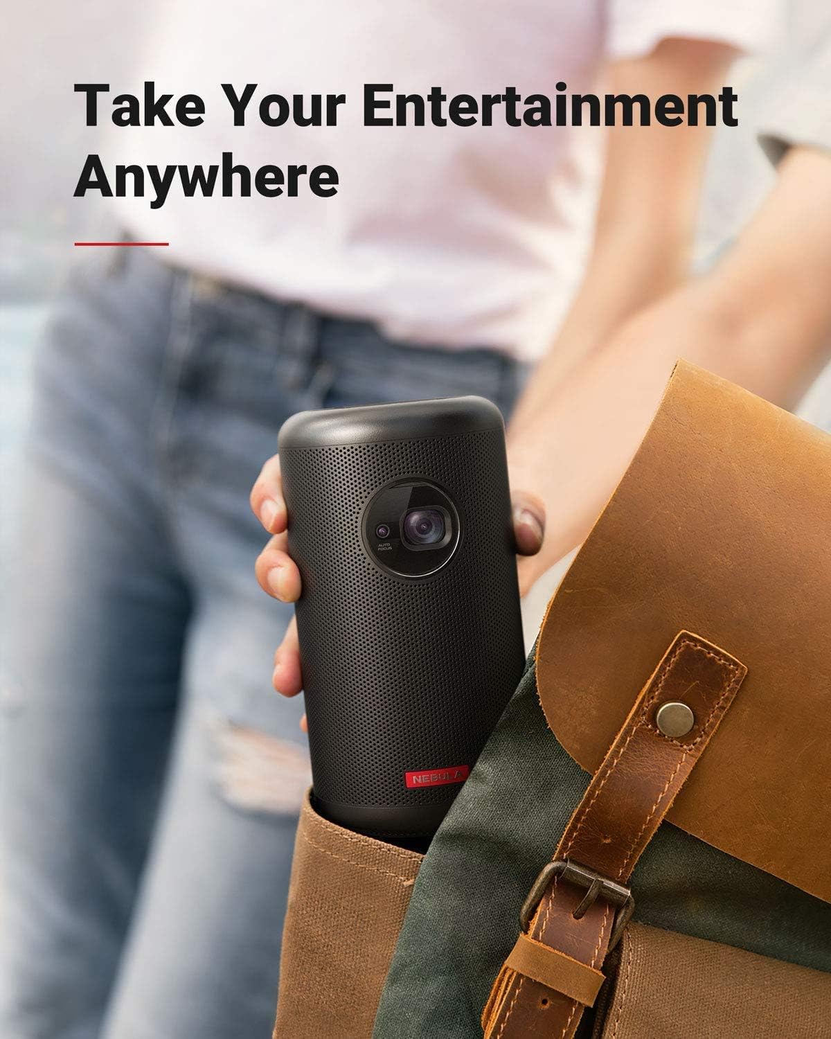 Anker NEBULA Capsule Max, Mini Projector with WiFi and Bluetooth, Small Projector, 200 ANSI Lumen, Projector Portable, Native 720p HD, 8W Speaker, 100 Inch Picture, 4Hr Video Playtime, Home Theater