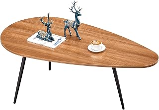 SAYGOER Coffee Table Living Room Mid Century Drop Shape Accent Oval Table Contemporary Style Leisure Tea Table Cocktail Table, 42.5Inch, Walnut Oak