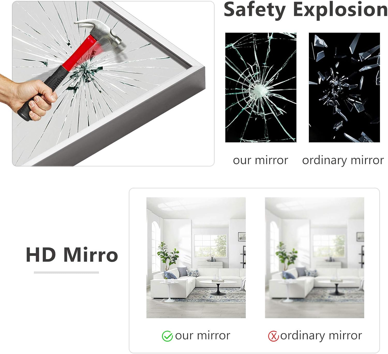 MAYEERTY Full Length Floor Mirror Full Body Standing Wall Mounted Leaning Hanging Mirrors for Bedroom Bathroom Living Room (Silver, 65"x22") (JJ00372ZZV-USAM005) : Home & Kitchen