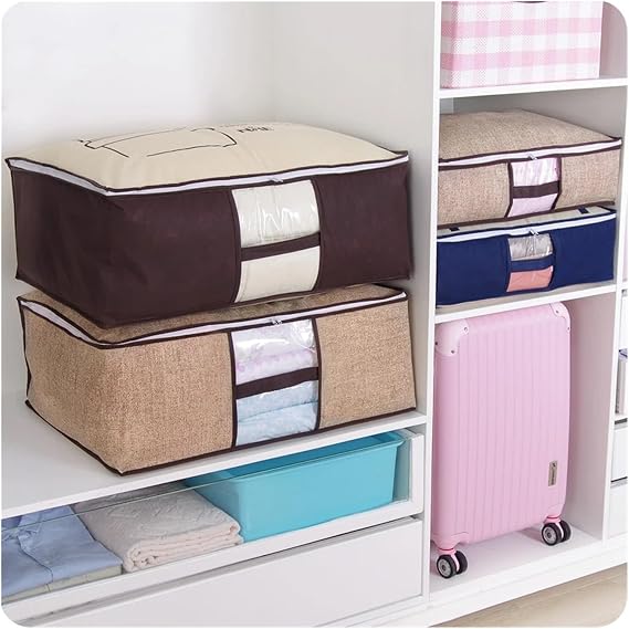 Clothes Storage bag Under Bed Storage Quilt Blanket Clothing Clothes Foldable Storage Bag Box Under Bed Bedding Underbed Storage Dorm Room Organizer(Western-style-1pcs,S)