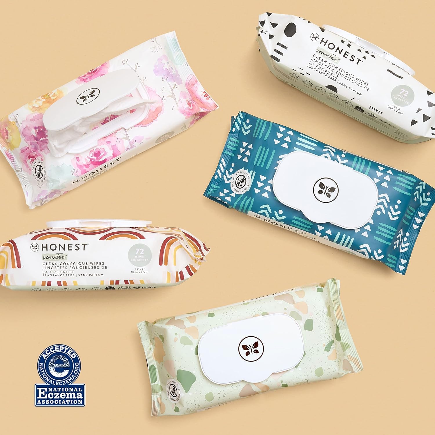 The Honest Company Clean Conscious Multi-Use Wipes | Hypoallergenic + Unscented for Sensitive Skin | Over 99% Water, Compostable, Plant Based, Baby Wipes | Pattern Play + Geo Mood (1296 Count)