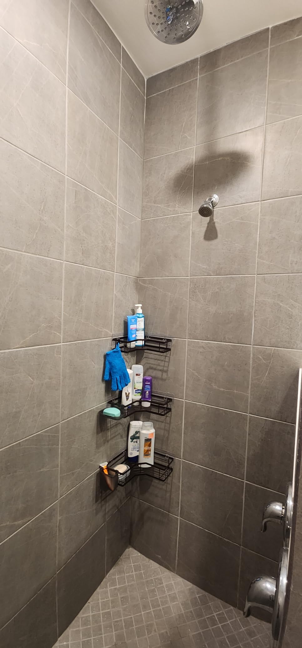 AKTECKE Corner Shower Caddy Bathroom Organizer Adhesive Shower Rack Bathtub Shelves - 3Pack No Drilling Shower Shelf photo review