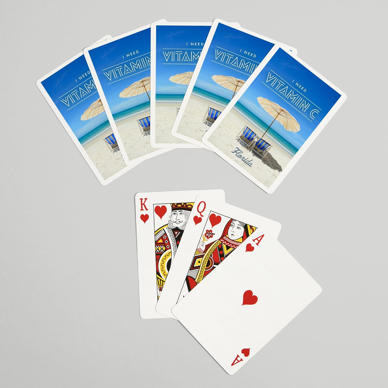 Lantern Press Florida, I Need Vitamin C, Beach Chairs and Umbrella, 52 Playing Cards for Adults, Poker Size Card Deck