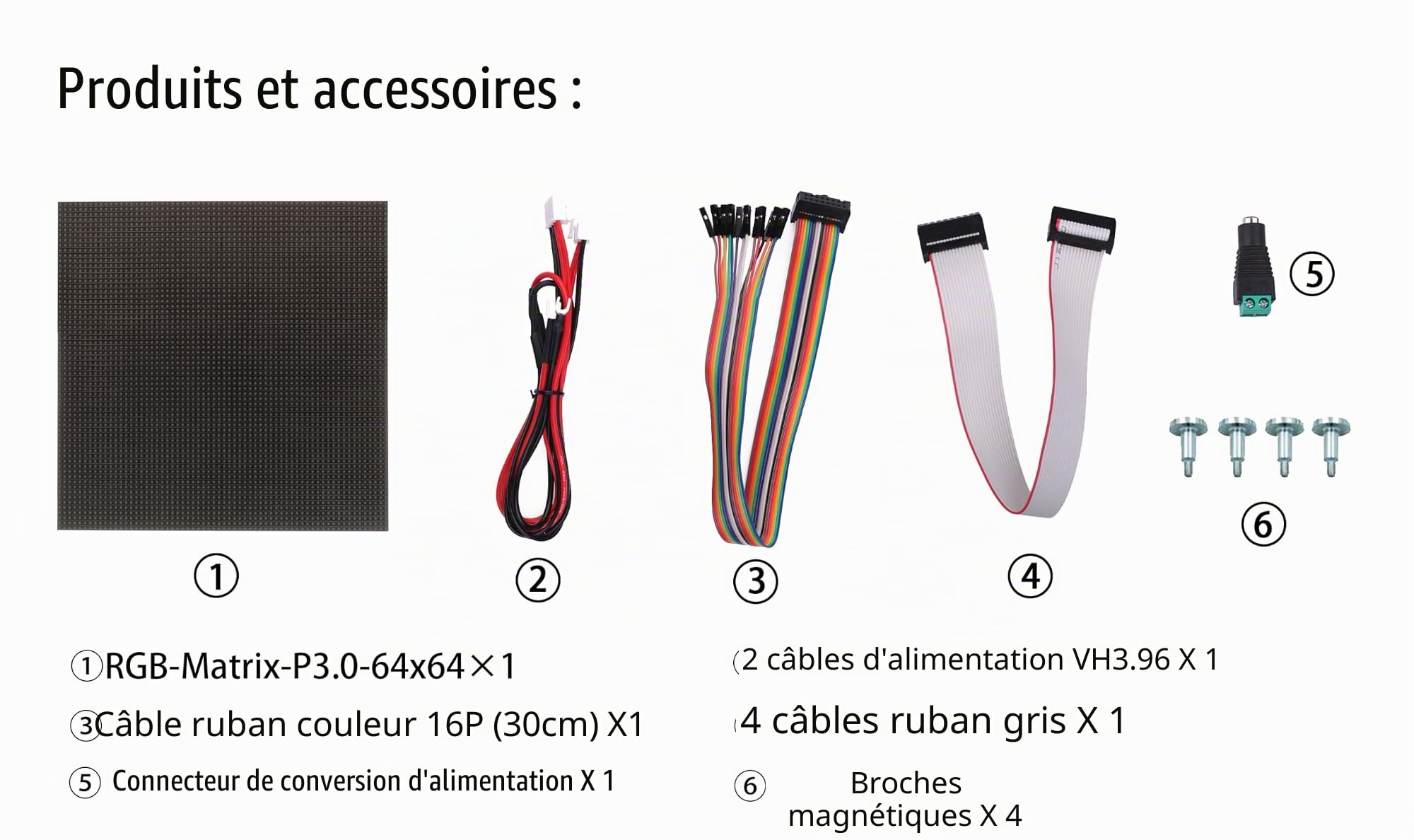 Panneau matriciel LED RVB 64 x 64 mm Full Color pour Raspberry Pi 4B+ 4B 3B+ 3B 2B+ Zero W WH 2 W Pico ESP32 Ardui 3 mm Pitch 4096 LED