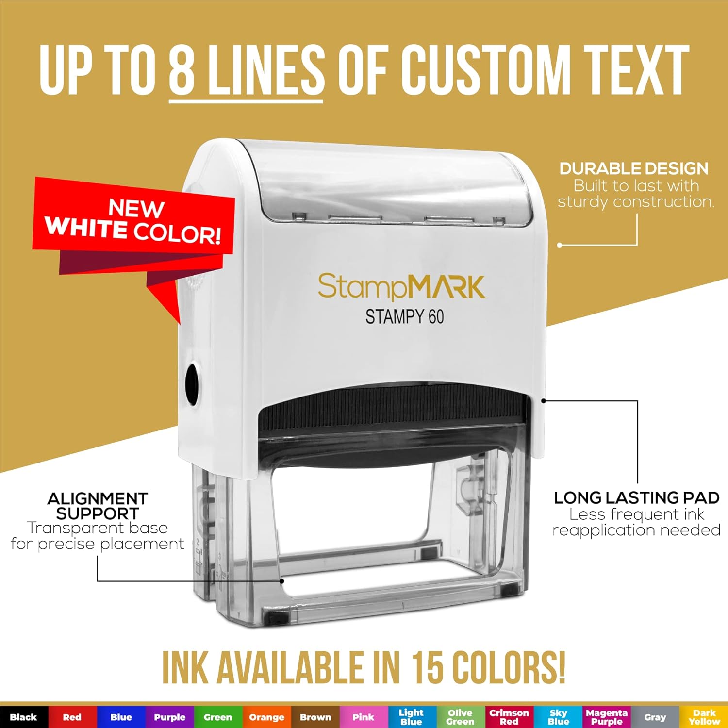 StampMark Customized Office Self Inking Stamp - 2-Lines - XX-Large - Choose from 15 Ink Colors
