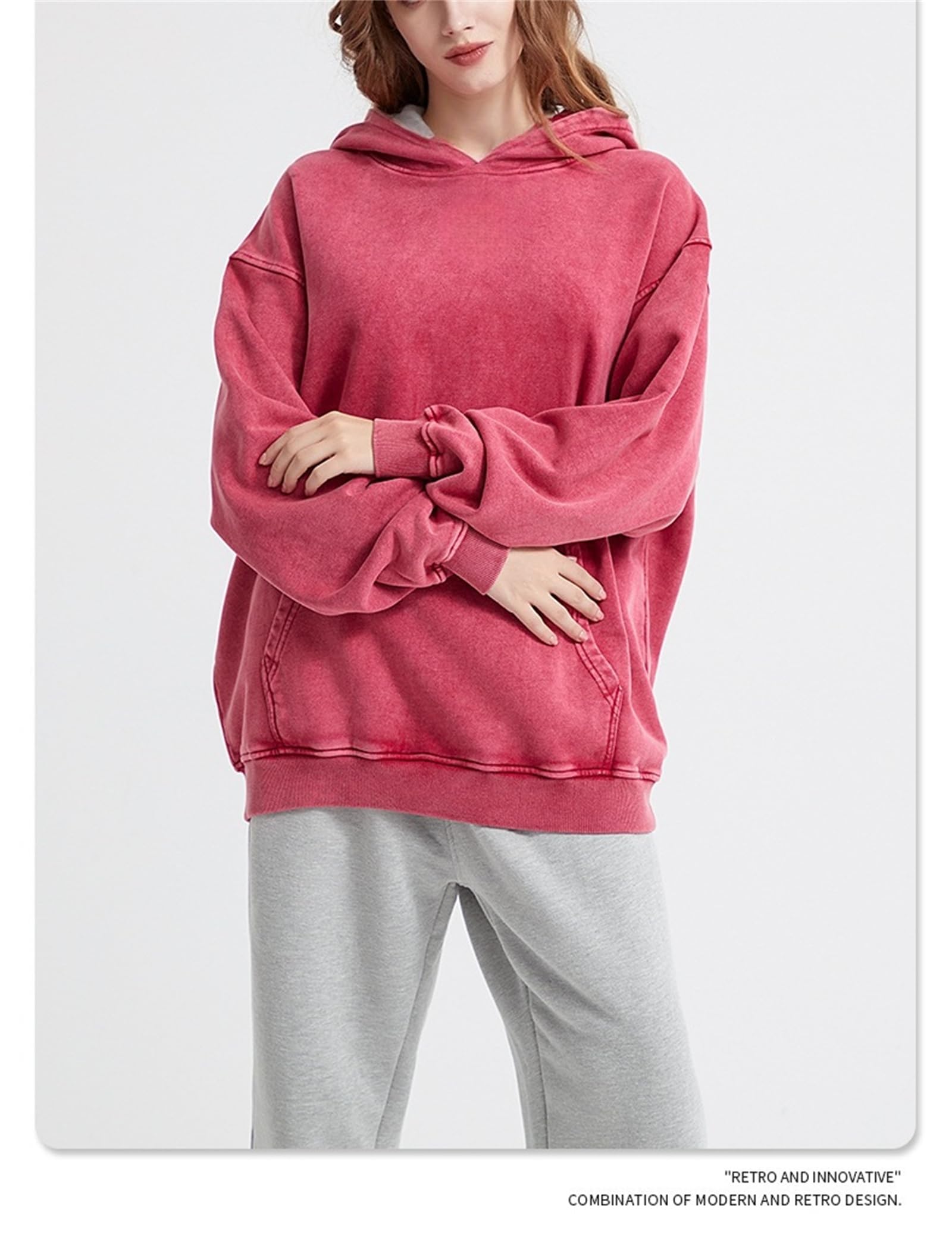 Generisch Bluza z kapturem oversized dla kobiet, vintage, bluza z kapturem, dla par, vintage, dla mężczyzn i kobiet, na jesień i zimę