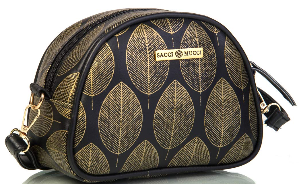 SACCI MUCCI Womens Sling Bag or Womens Cross-body Bags - Luxury Leaf (Black) (B08TZNX858) Amazon Price History, Amazon Price Tracker