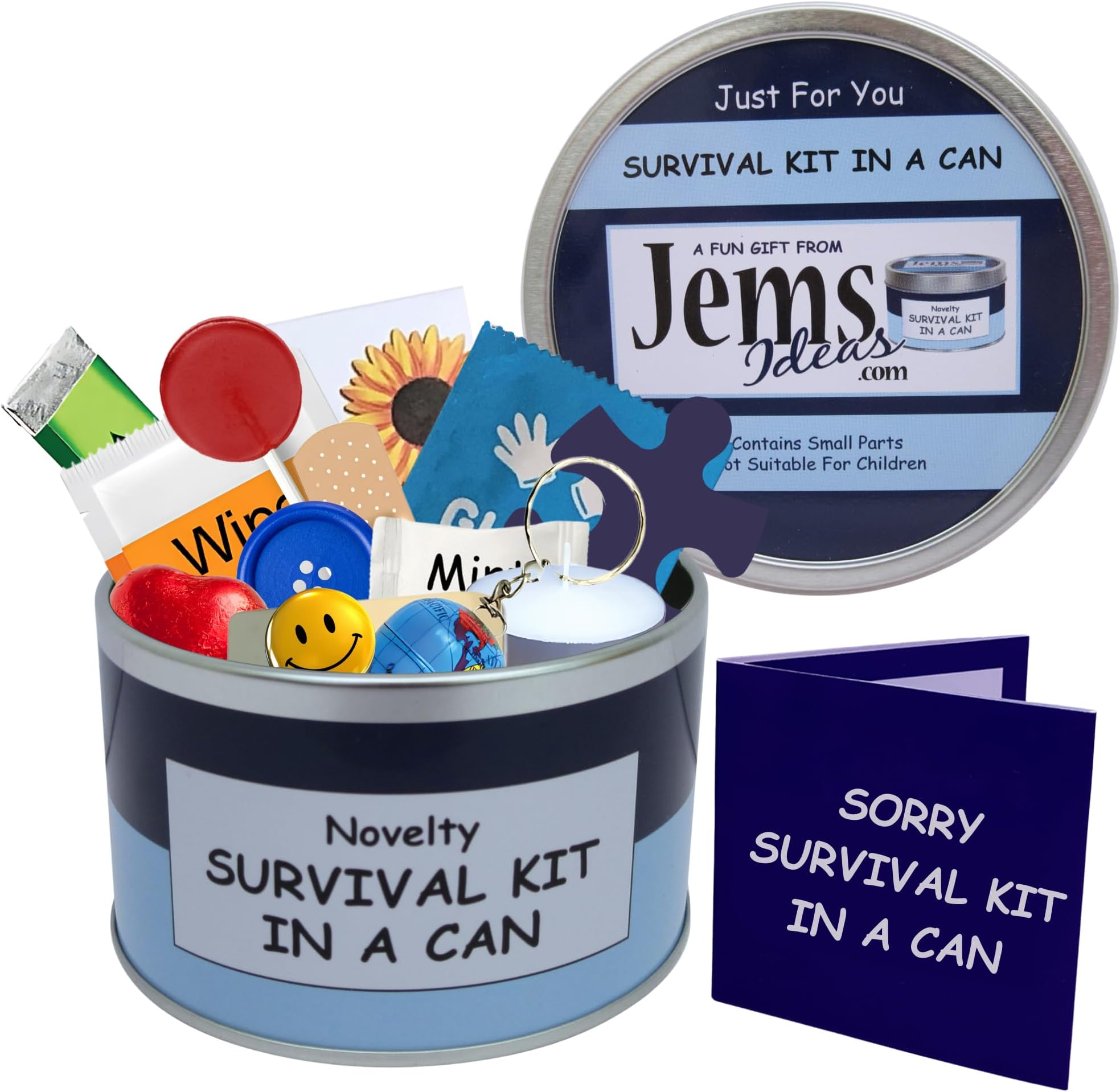 – Sorry Fun Keepsake I'm Sorry/Thinking of You Gift & Card Present All In One. Customise Your Can Colour (Blue/Navy)