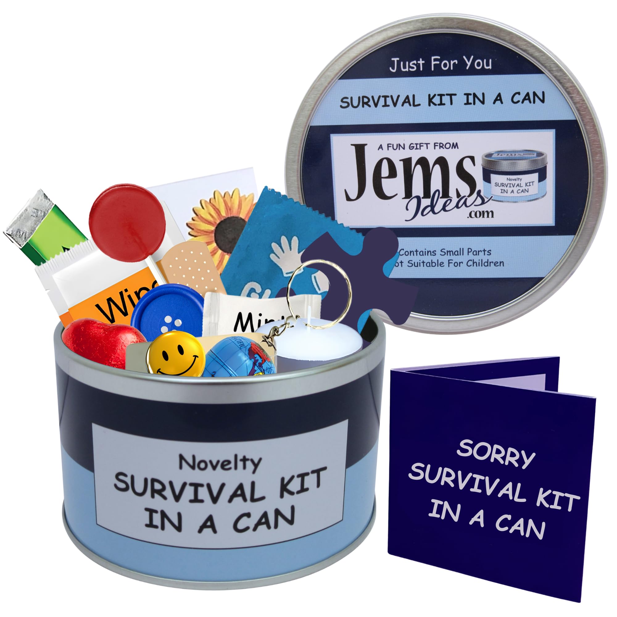 – Sorry Fun Keepsake I'm Sorry/Thinking of You Gift & Card Present All In One. Customise Your Can Colour (Blue/Navy)