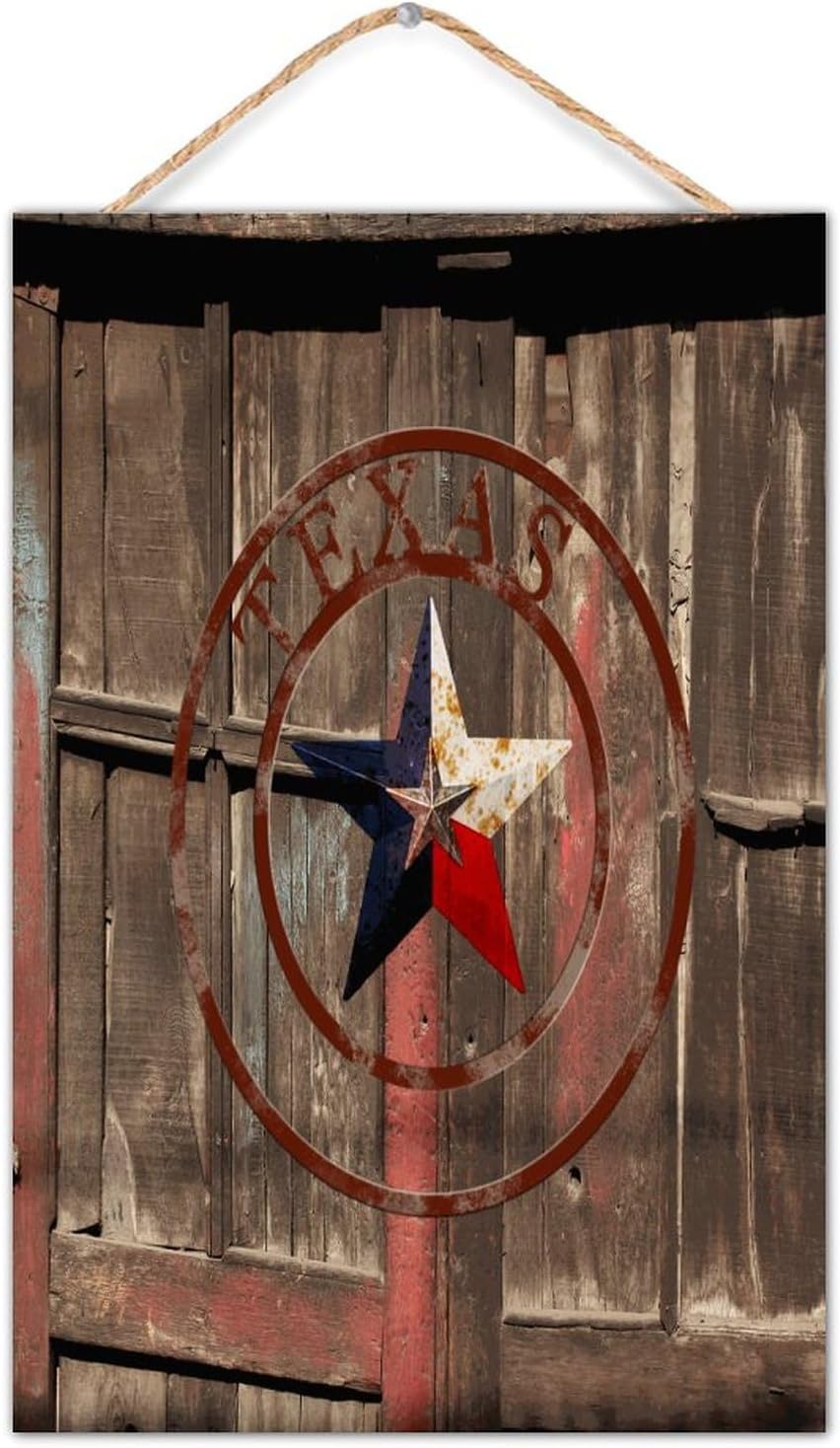Texas Lone Star Home Map Wood Plank Hanging Sign Lone Star Southern Painted Wood Signs 8x12in USA Flag Star Patriotic Room Decor Vintage Established Wood Sign for Bedroom House