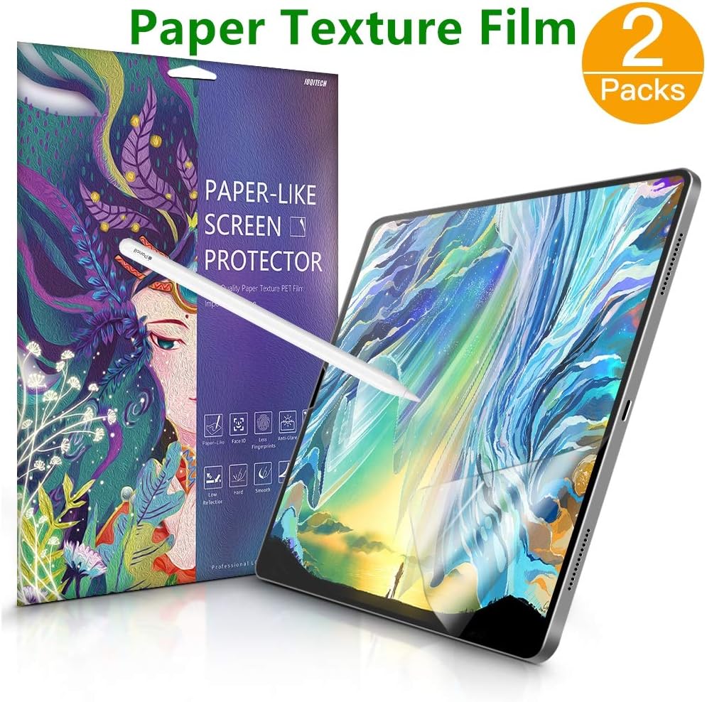 [2 Pack] Paperfeel Screen Protector for iPad Pro 11, JUQITECH Matte PET Paper Texture Feeling Anti Glare Scratch Resistant Paperfeel Film for iPad 11, Write and Draw Like on Paper Face ID Compatible