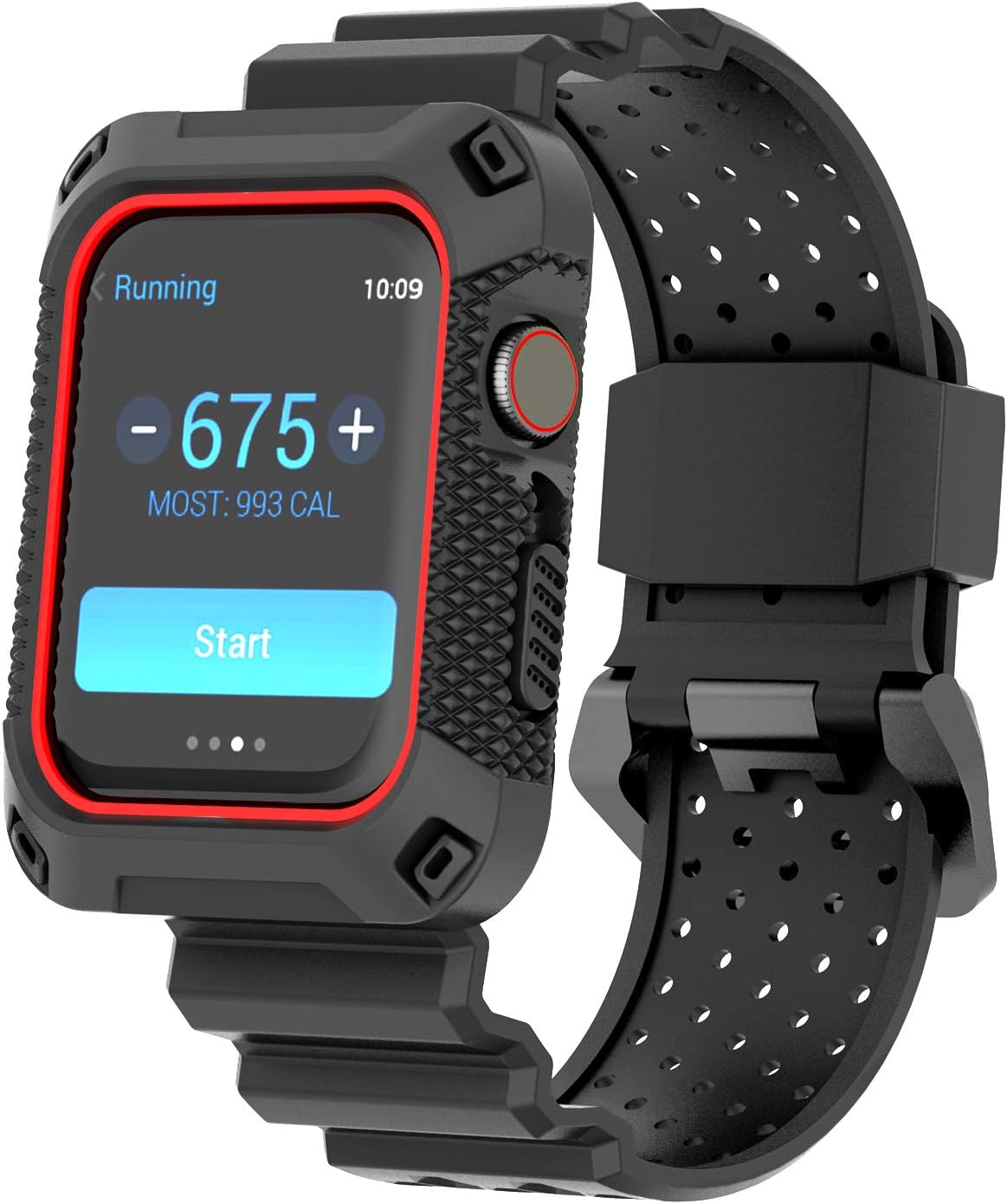 Huishang Compatible for Apple Watch Bands 44mm Rugged Shockproof Protective Case with Strap Bands Sport Replacement Band for Apple Watch Series 6 Series SE Series 5 Series 4