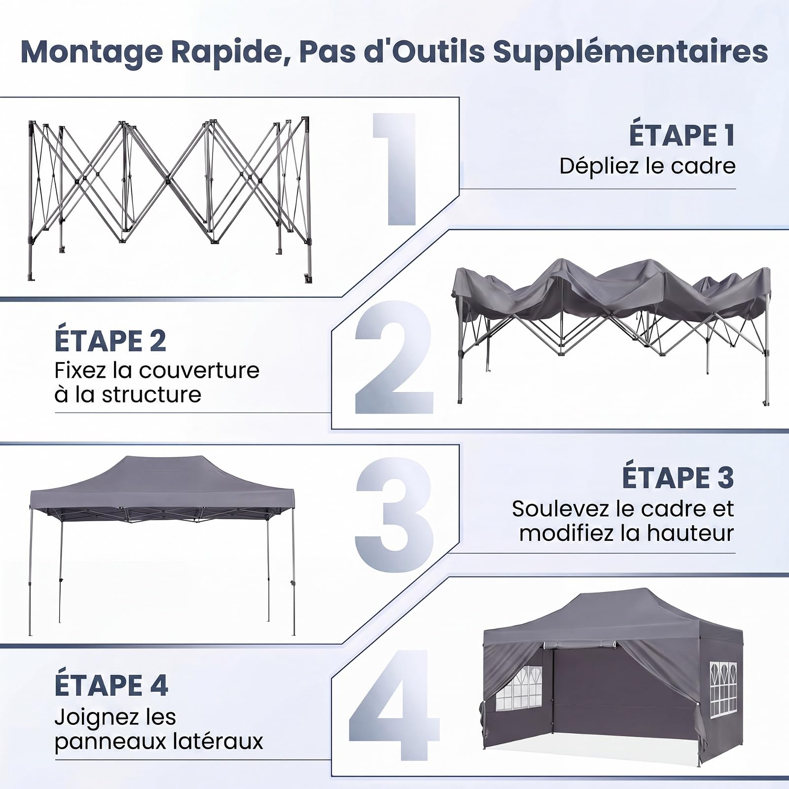 RELAX4LIFE Tonnelle Pliante avec 4 Parois Amovibles, 3x4,3M Barnum Pliant avec Porte Zippée Enroulable, Cadre en Acier au Carbone, Sac à Roulettes, Gazebo Tente de Réception pour Marché Événement,Gris
