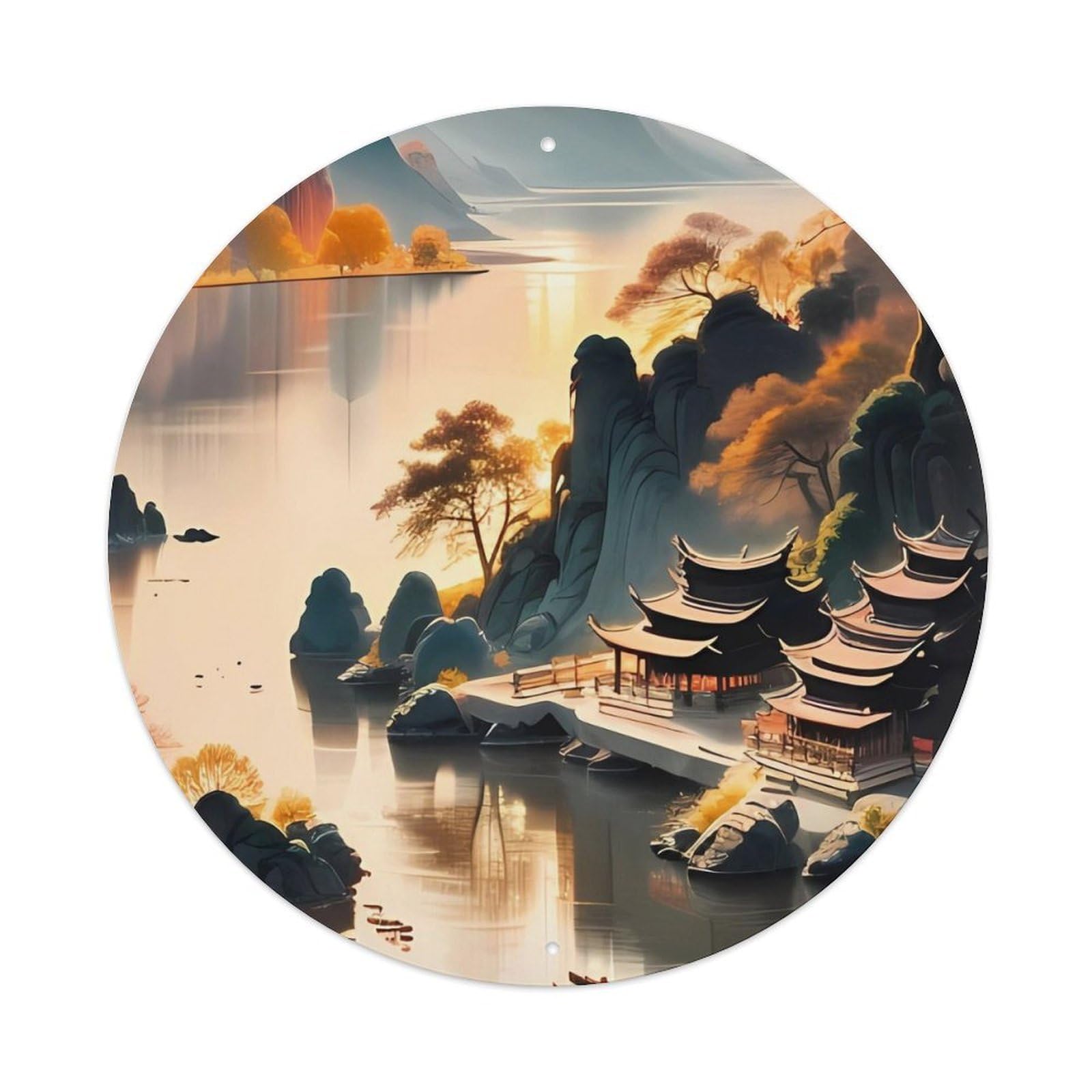 Landscape Beautiful Garden Outside The Mountain Metal Tin Sign