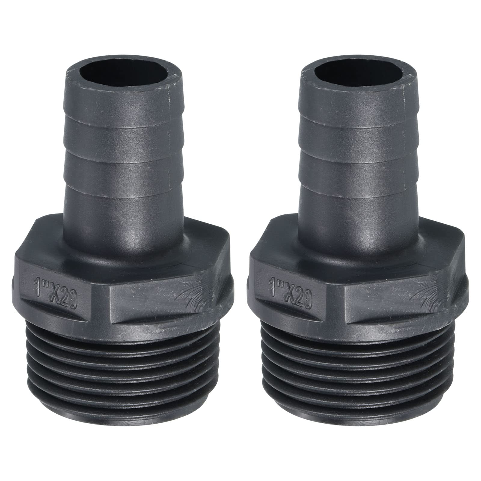 PATIKIL UPVC Barb Hose Fitting, 2 Pack 20mm Barbed G1 Male Thread Pipe Connector Adapter Quick Fittings for Water Fuel Air, Gray