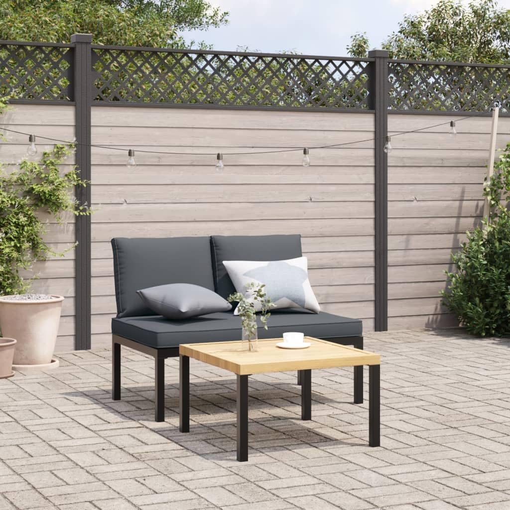 vidaXL Ławka ogrodowa z poduszkami, czarna, aluminium