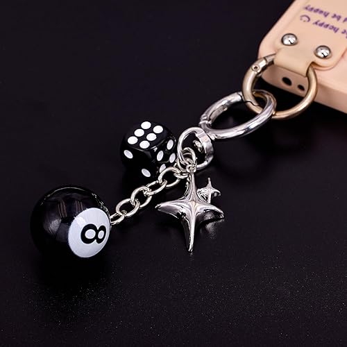 Miniatura 8 de Bag Charms for Handbags-8 Ball Dice Keychain Backpack Charm Purse Dice & Star Charms Women Girl