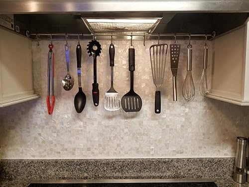 Vista 68 de Art3d - Azulejo de mosaico de concha de nácar para salpicadero de cocina / azulejo de pared de ducha, 12 x 12 pulgadas, azulejos de tipo metro sin