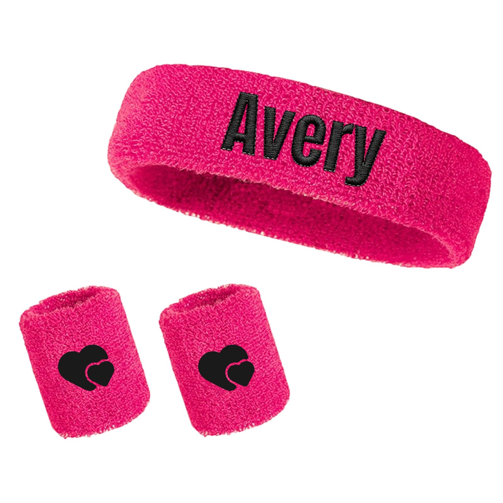 Custom Sports Wristbands, Personalised Embroidered Headband Set – Cotton Sweat Wicking Wrist Sweatband, 3 Piece Workout Accessory – Gift, for Runner Gym Fitness Athlete (H)