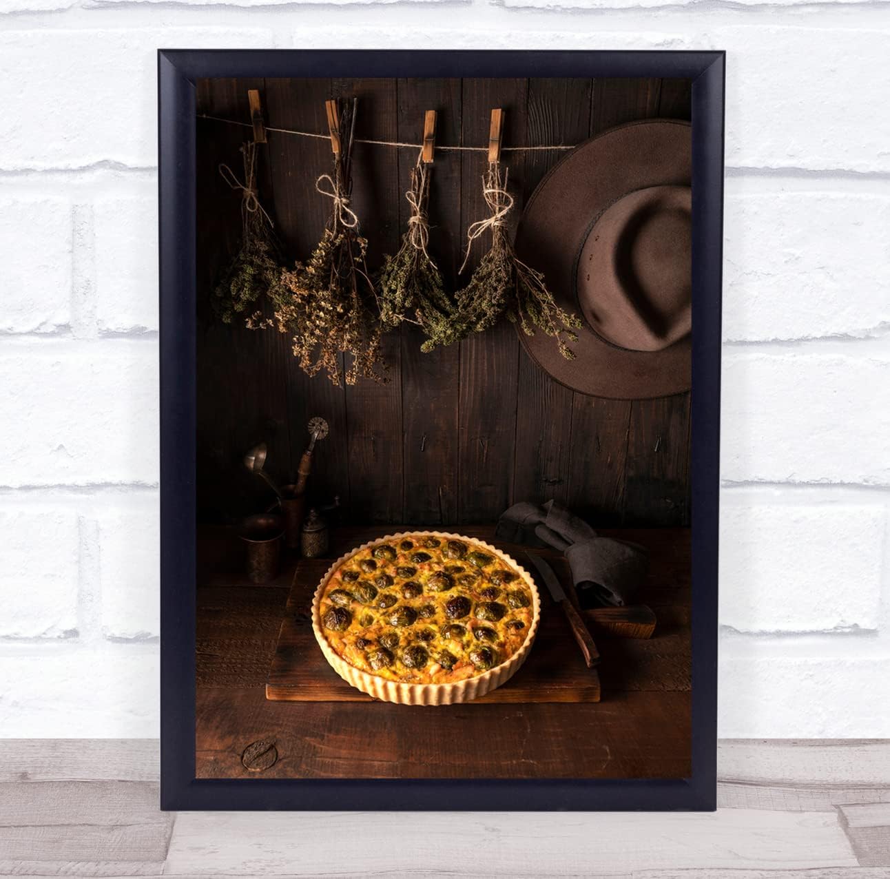 Fingerprint Designs Dried Herbs Tart And An Akubra pie food Wall Art Print