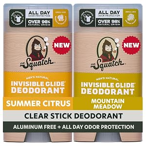 Dr Squatch Invisible Glide Natural Mens Deodorant Smooth Glide No Stains Aluminum Free Deodorant Men Safe for Sensitive