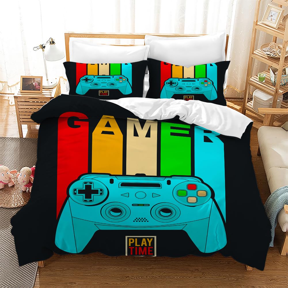 Yzehomijia Game Controller Duvet Cover Sets, 3D Graphic Print, Microfibre for Children 140×200 cm + 2 Pillowcases 65x65 cm.(G7×140)