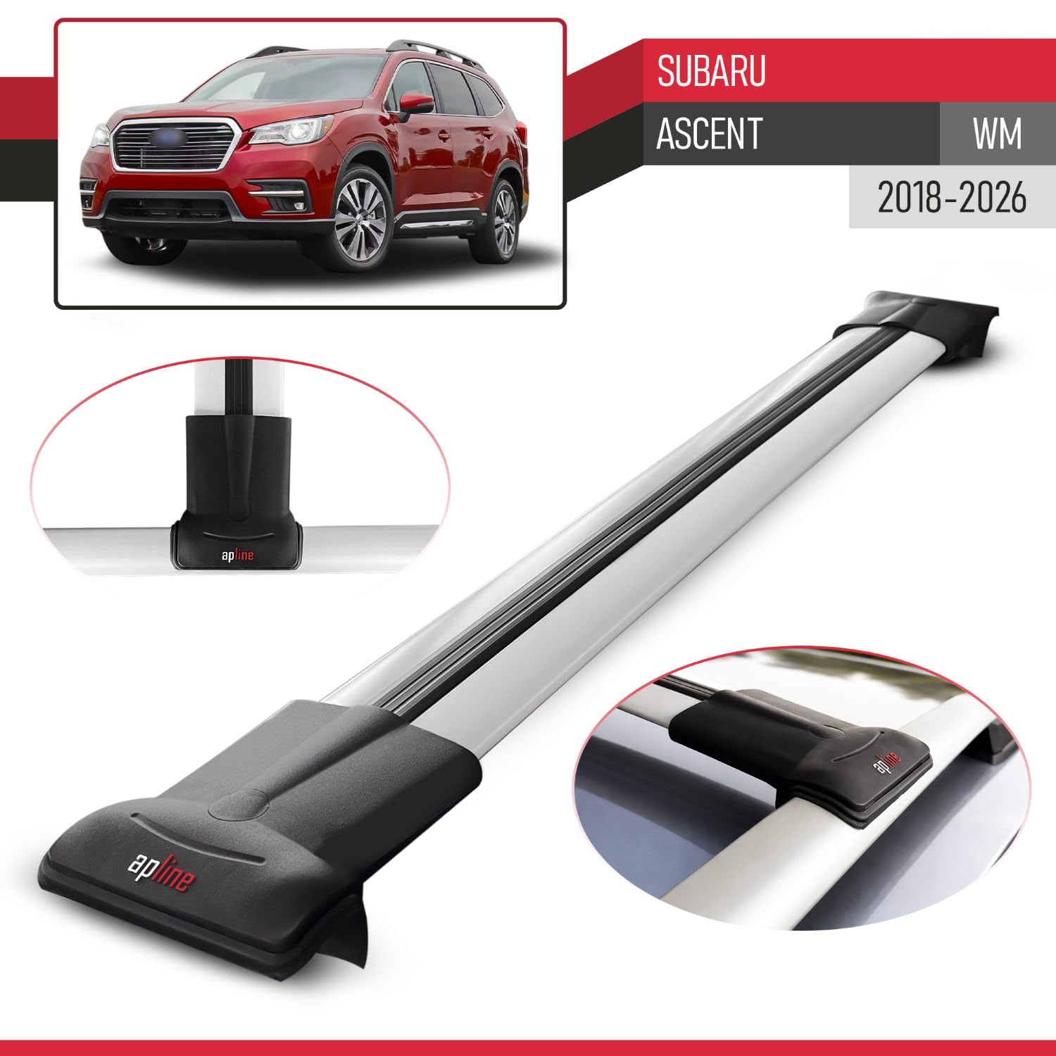Kompatybilny z Subaru Ascent 2019-2026 FLY Model Aluminiowy bagażnik dachowy 3 poprzeczki, szary