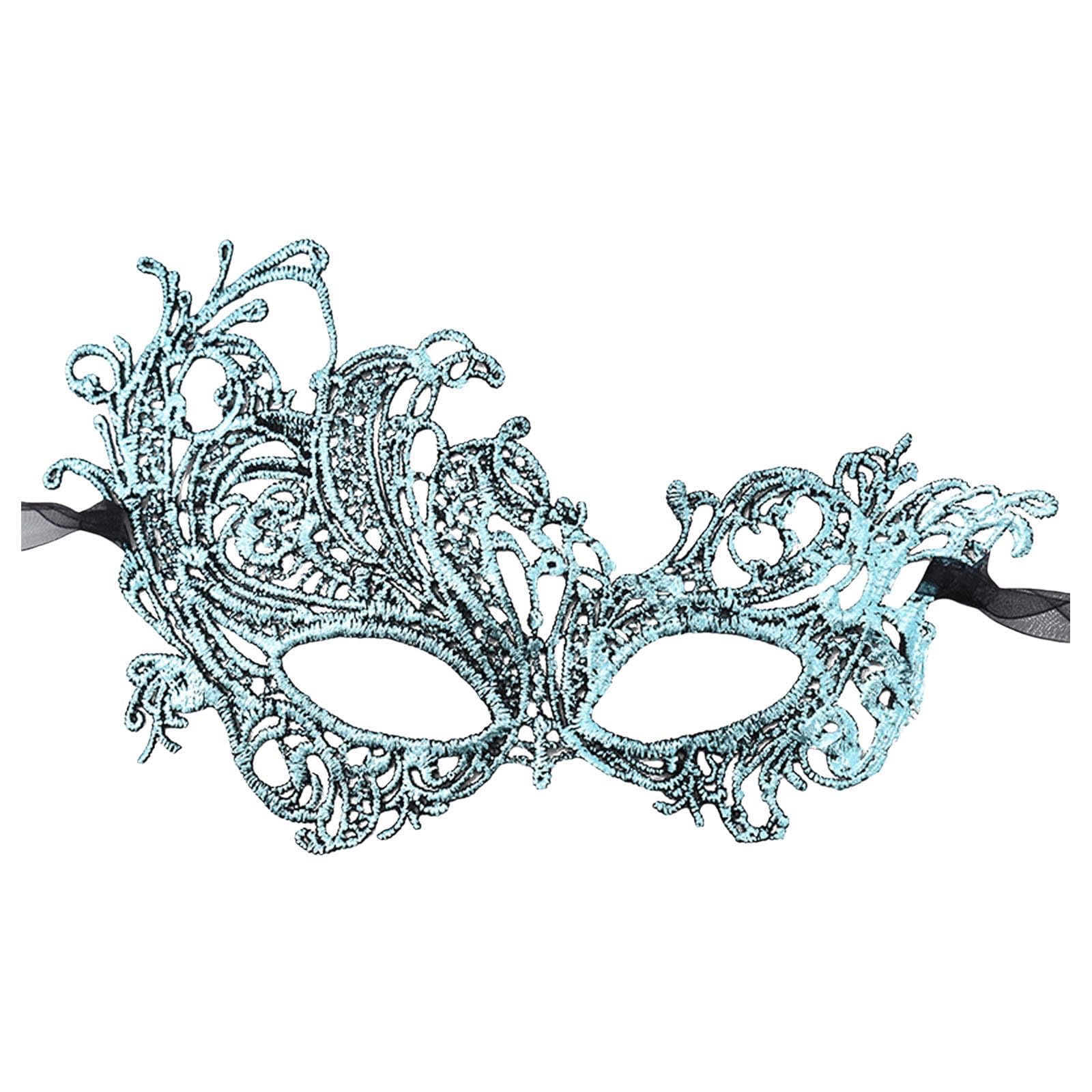 Lace Masquerade Mask For Women Venetian Party Mask Carnival Mask Rave Masquerade Mask Silver Masquerade Mask Carnival Party Dress Up Dress (Light Blue, One Size)