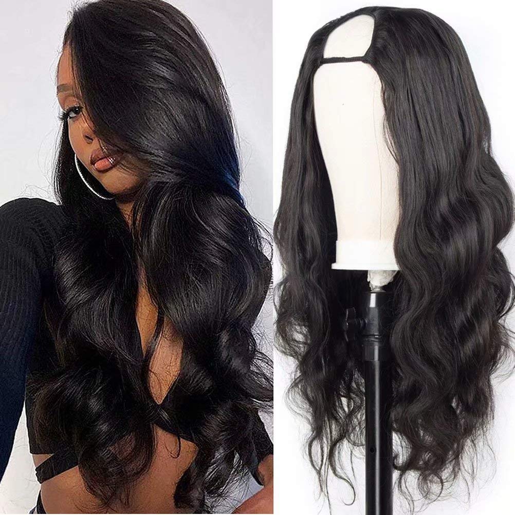 YAREESONG U Part Wig Human Hair 22 Inch Body Wave U Part Human Hair Wig for Black Women 150% Density U Shape Wig Half Wig Human Hair