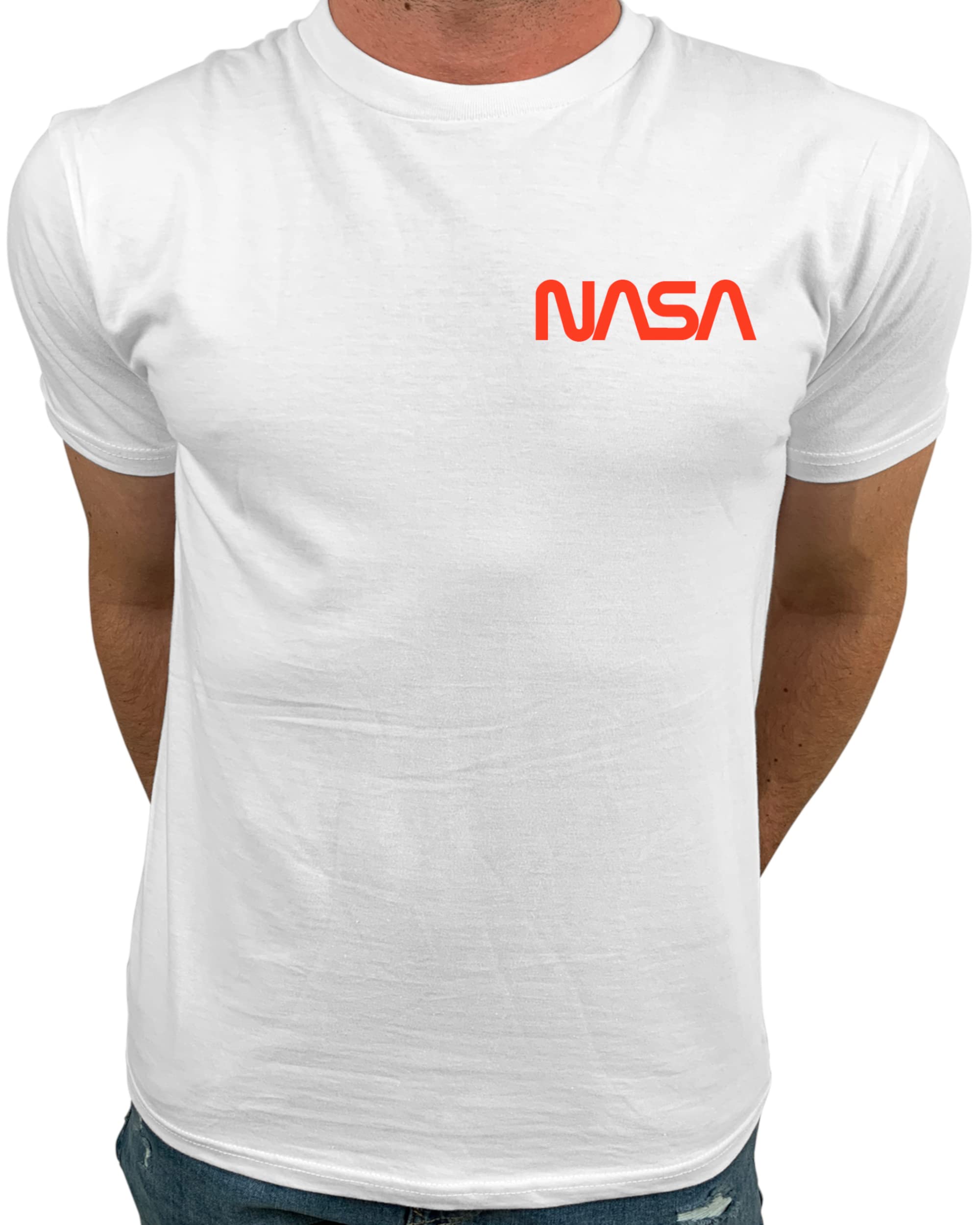 Market Trendz Men's White Official Logo Nasa I Mini Pocket Logo Nasa T Shirts For 3XL