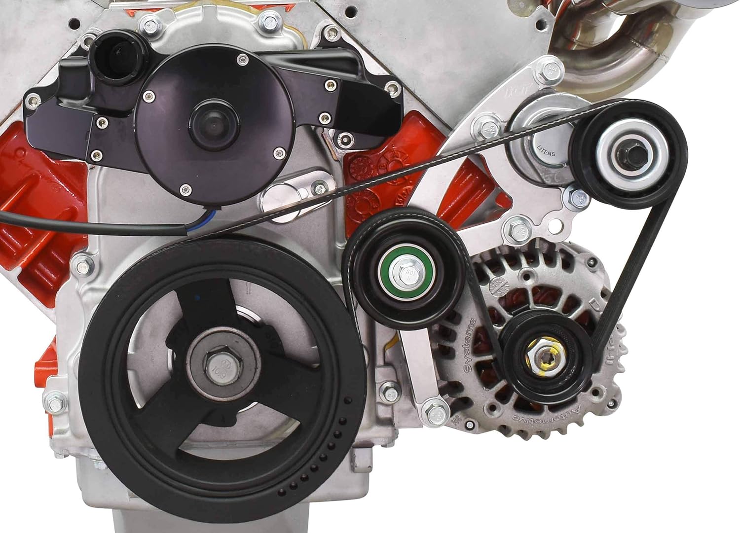 ICT Billet LS Camaro Low Mount Alternator Bracket for Electric Water Pump with Tensioner Compatible with 1998 to 2002 Chevy Camaro LS1 and Pontiac GTO LS2 Billet Aluminum LSX 551667EWP-2