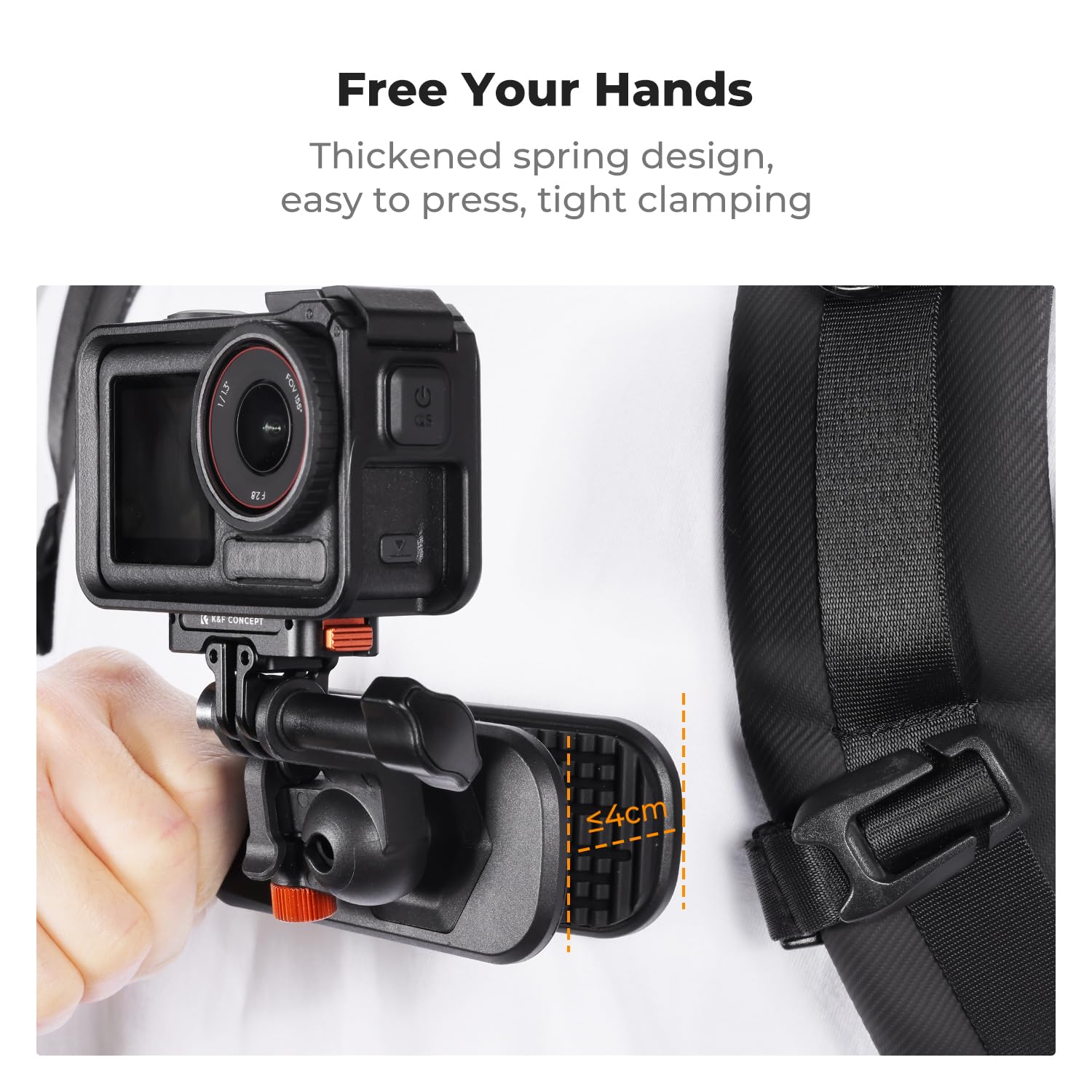 K&F CONCEPT Support Pince Magnétique pour Sac à Dos, Rotule à 360°, Compatible avec DJI Osmo Action 6/3/4/5 Pro, GoPro Hero 13-9 Noir, Insta360 X5/X4/X3 - Support pour Caméra d'action