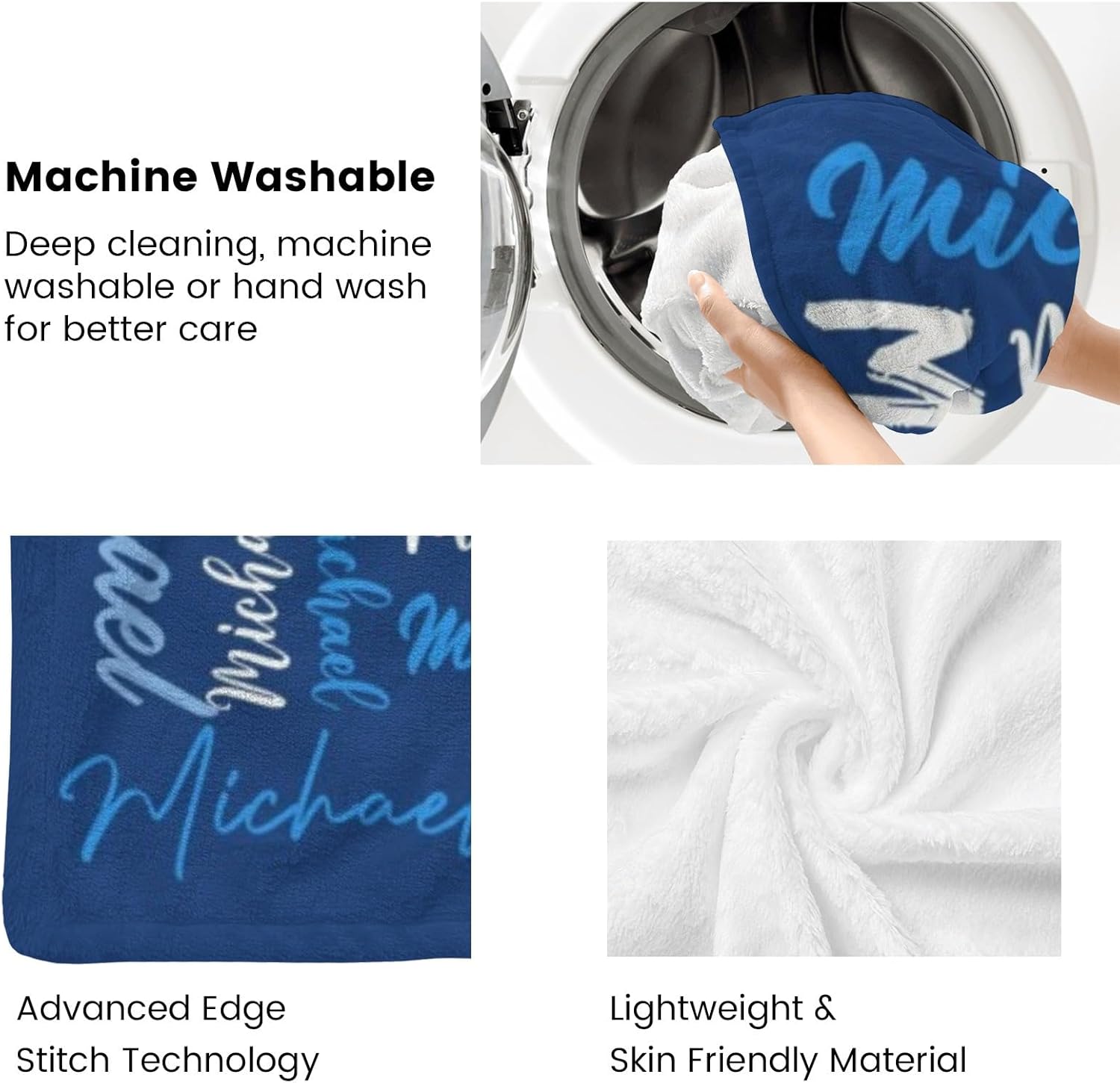 Personalized Flannel Custom Name Blanket, Throw Blanket, Blue, 60"x80", Kids Adult