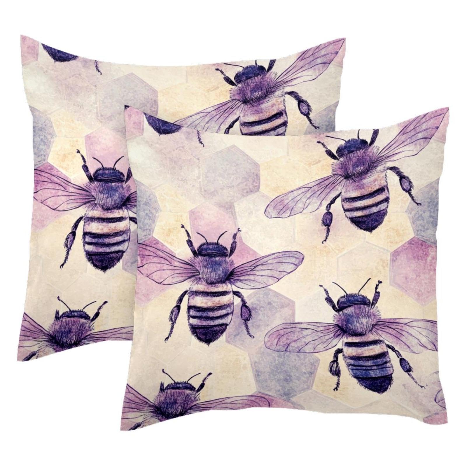 Fundas de cojín 50x50 cm de terciopelo suave con diseño de abejas