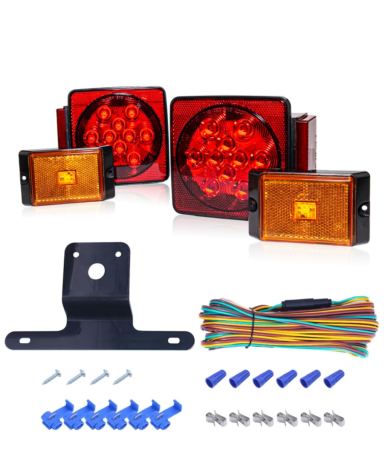 MAXXHAUL 70205 Trailer Light Kit - 12V All LED Left and Right Waterproof Submersible for Trailers Boat Trailer