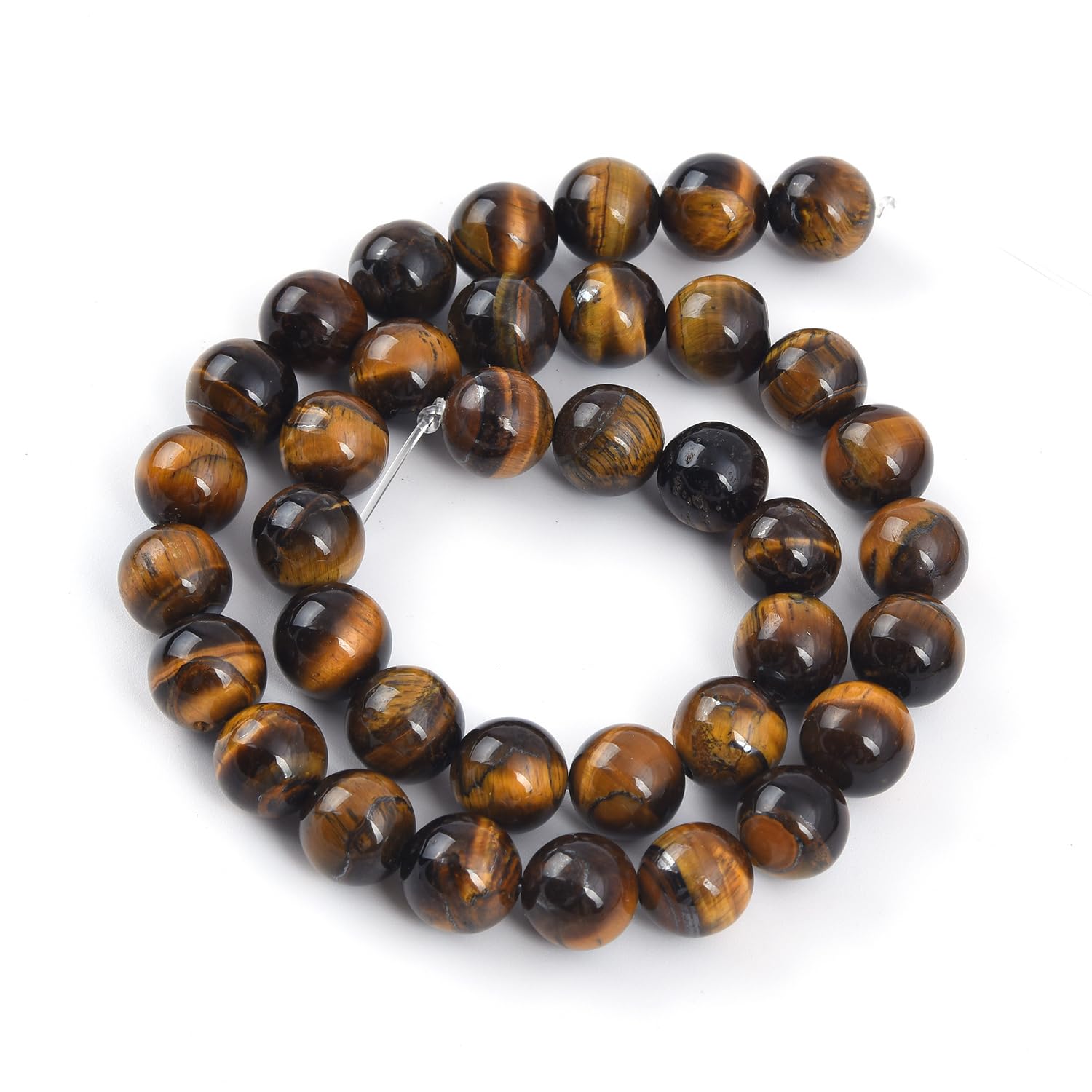 Perline Pietra Naturale Occhio Di Tigre Gialla | Filo Da 38 Cm, Foro 2 Mm, 8 Mm | Gem-Inside | Per Creazione Gioielli Fai Da Te - 3