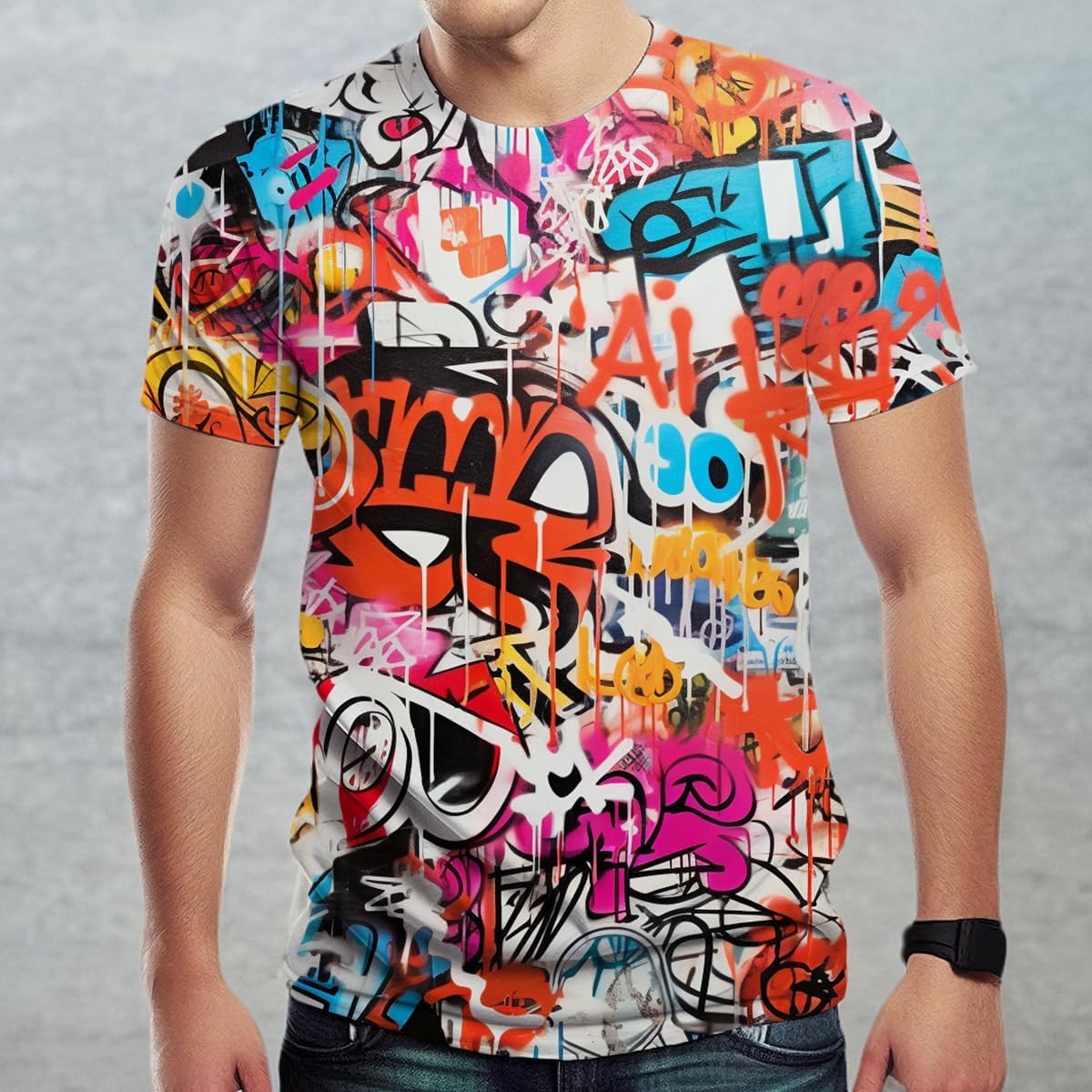 Mens Hip Hop Hipster Crew Neck Short Sleeve T-Shirt - Image 4