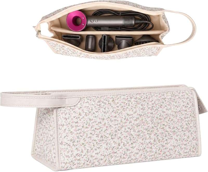 Necessaire Gosect para ferramentas de cabelo, compatível com Dyson Airwrap e Shark Flexstyle, estampa Pink Flower
